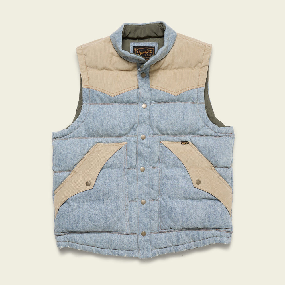 The Howler Bros Denim Rounder Vest offers unique Western style for your cold-weather wardrobe. Find it today at Harbour Thread in Burlington, VT.