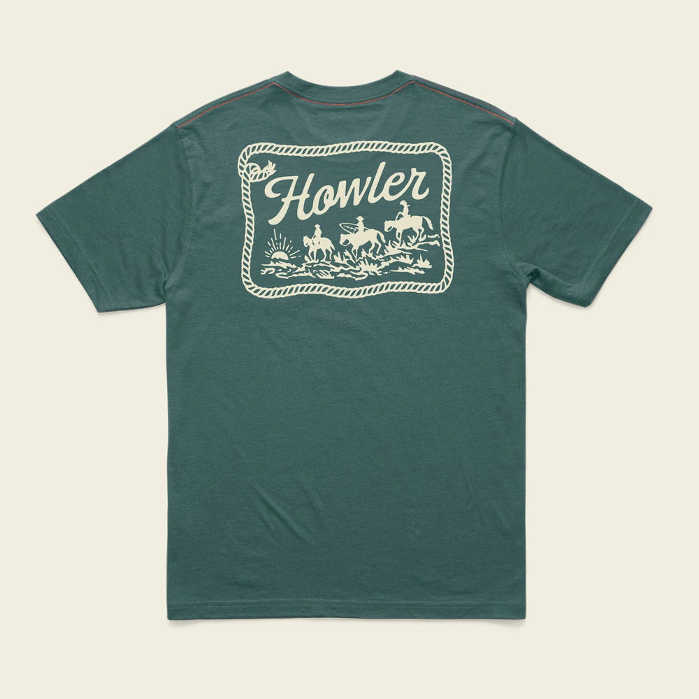 
                      
                        Green t-shirt with 'Howler' logo on the back
                      
                    