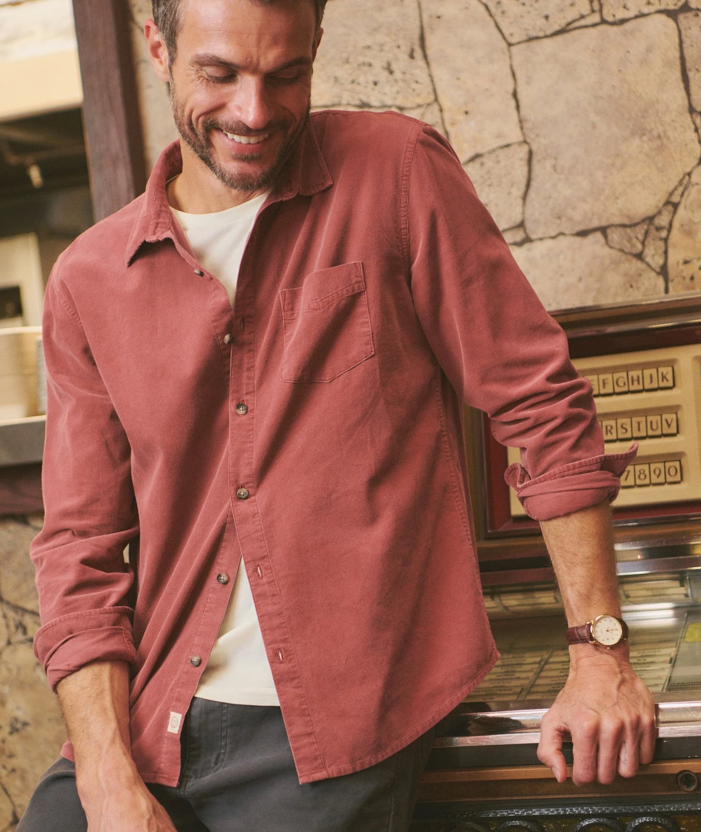 Men's corduroy button down shirt