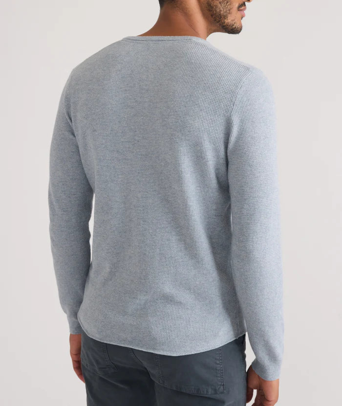 Back view of the Misty Heather Henley Sweater by Marine Layer