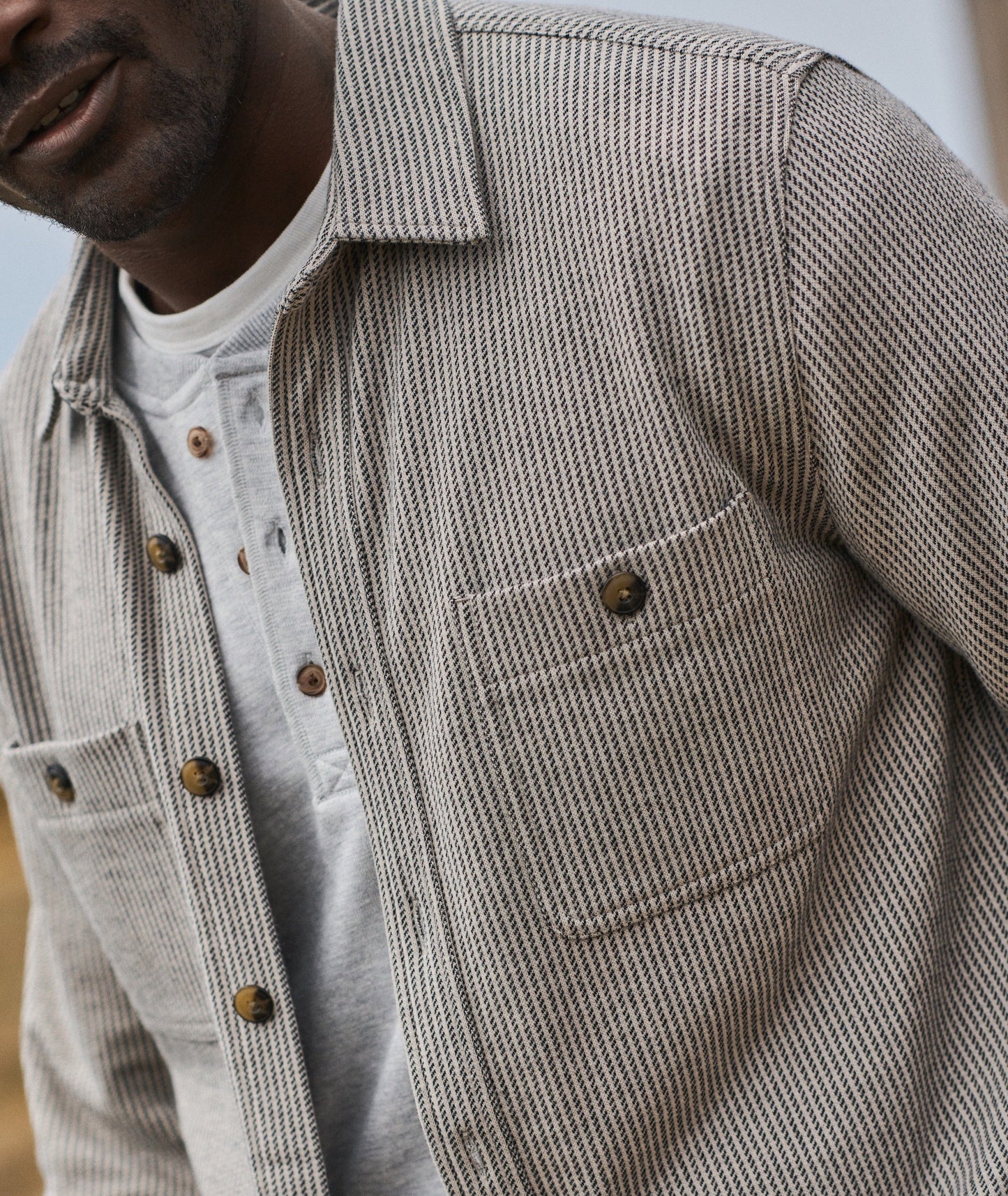 Men's striped button down shirt