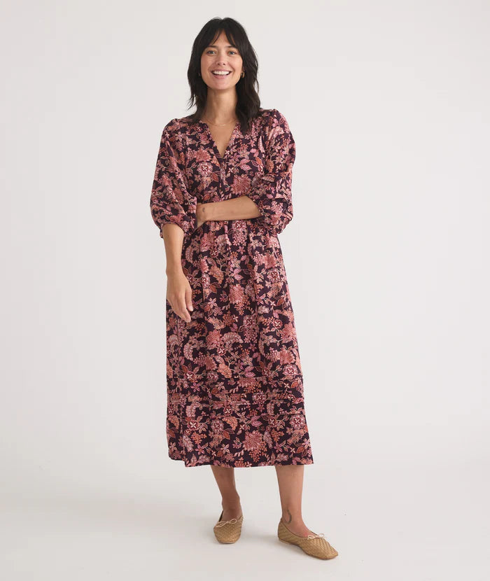 Marine Layer Lola Midi Dress Warm Floral / M