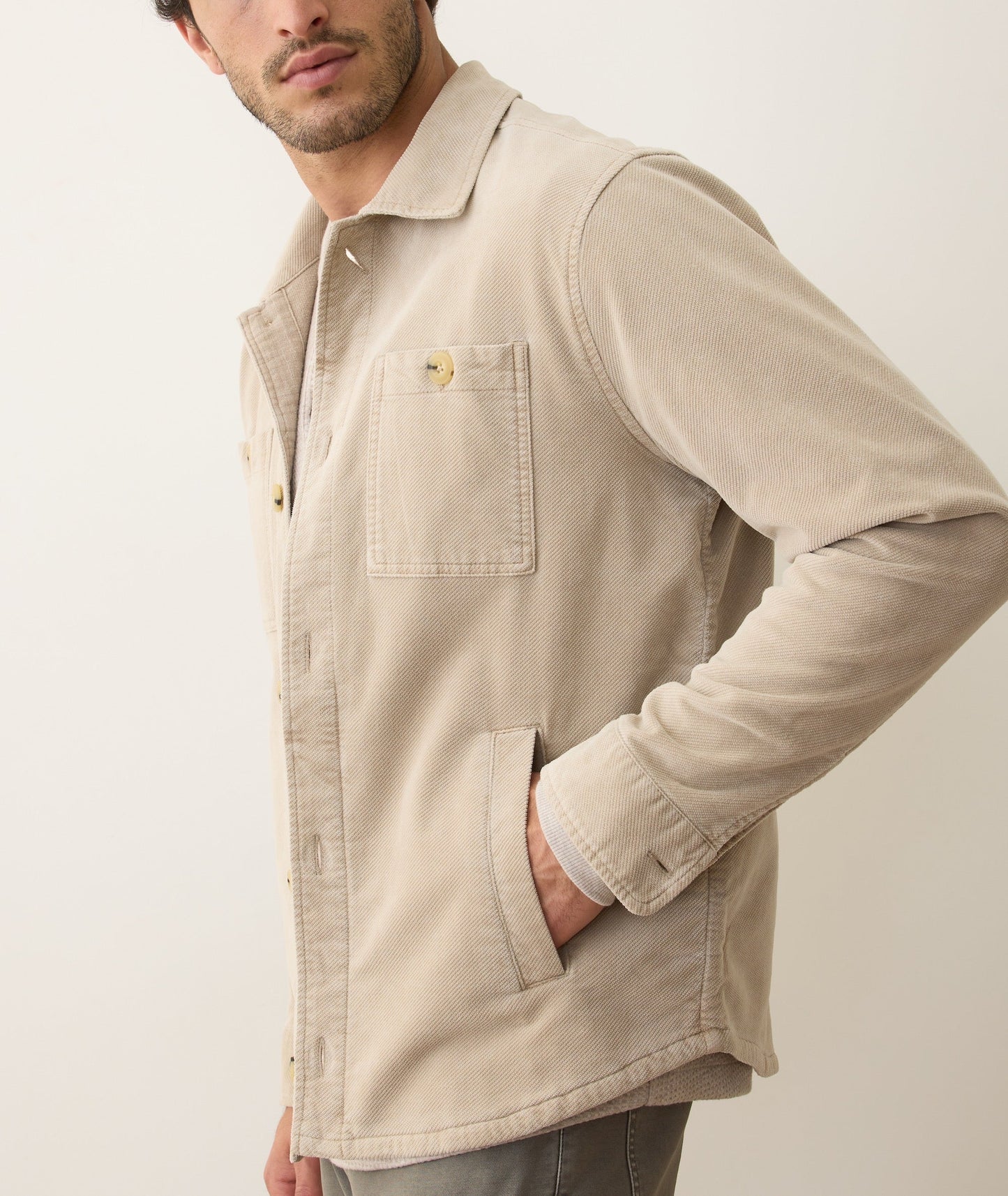 Men's taupe overshirt with pockets