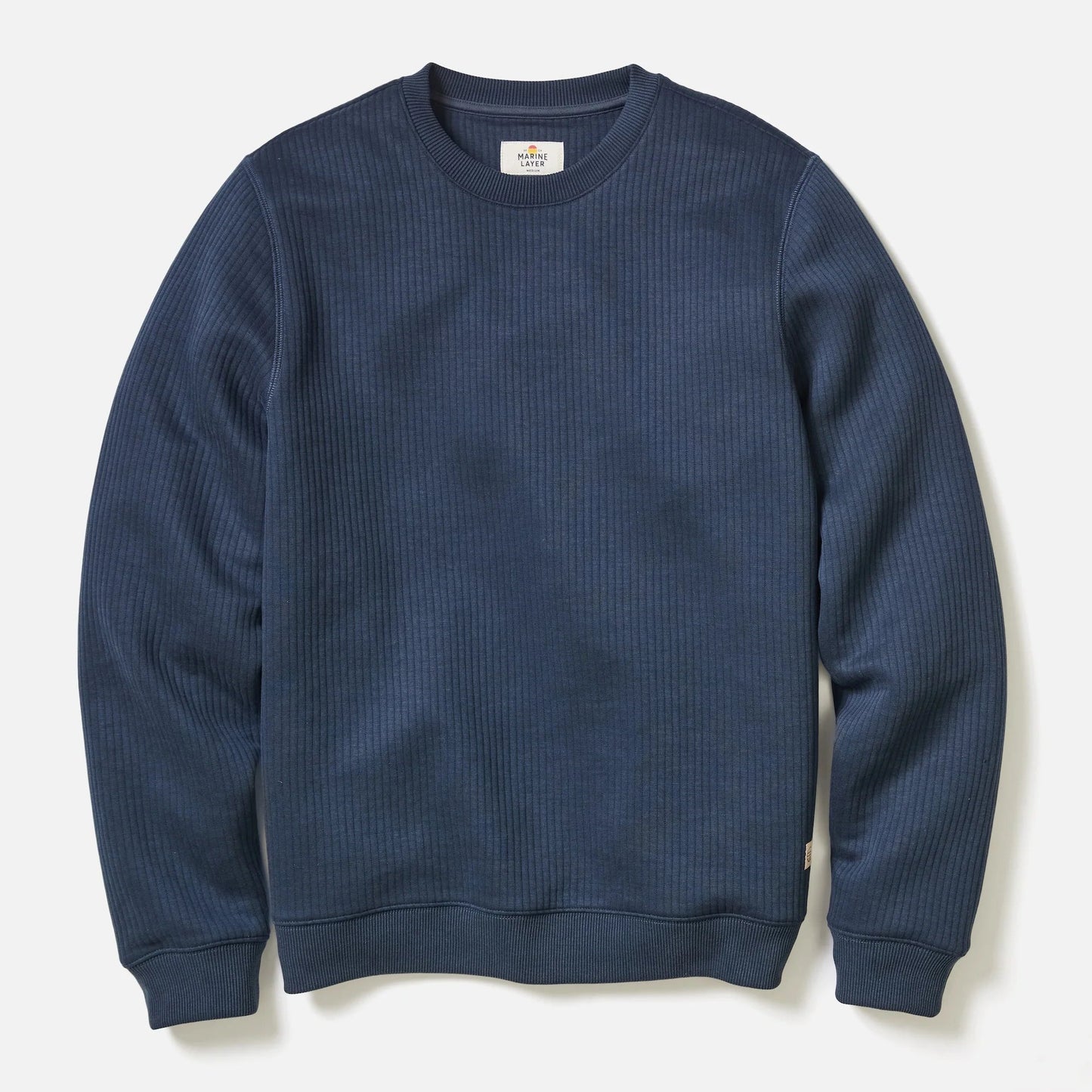 Marine Layer Men's Corbet Quilted Crewneck in Navy