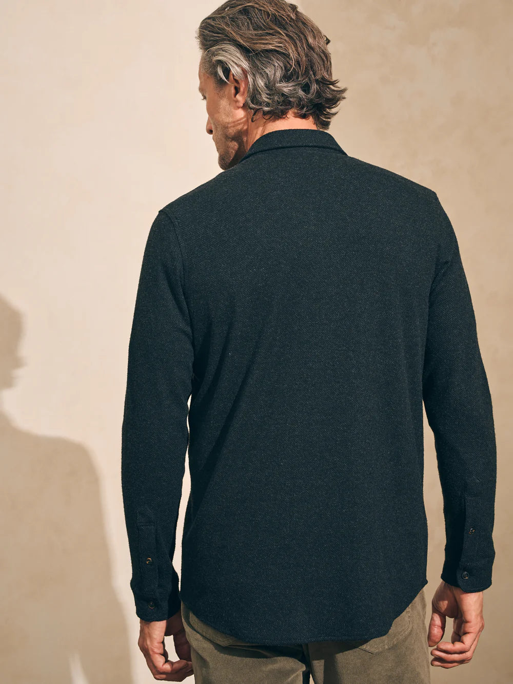 Faherty Men's Legend Sweater Shirt - Heathered Black Twill