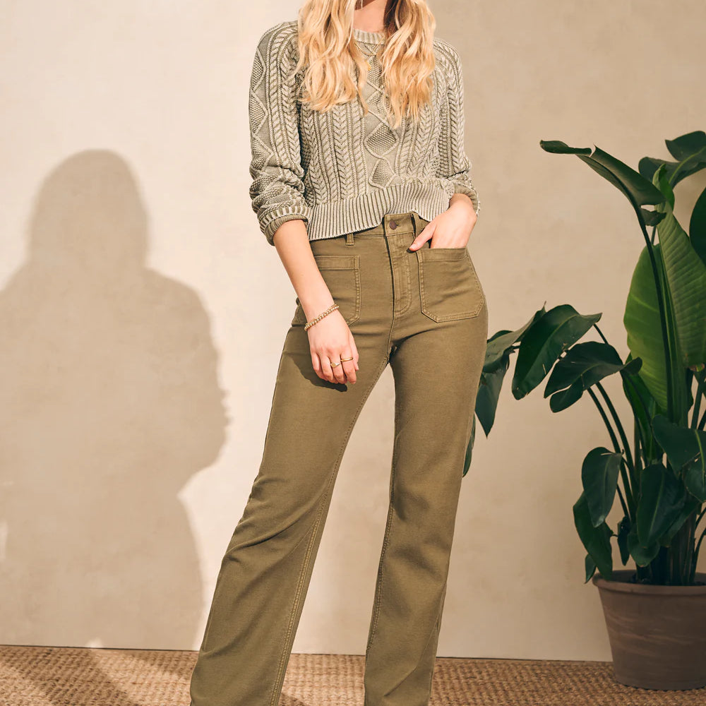 Faherty Stretch Terry Patch Pocket Pant - Military Olive