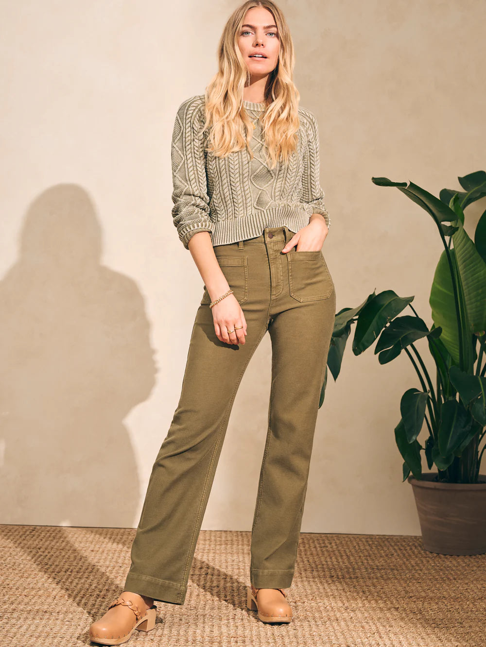 Faherty Stretch Terry Patch Pocket Pant - Military Olive