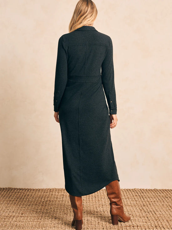 Faherty Legend Sweater Maxi Dress - Heathered Black