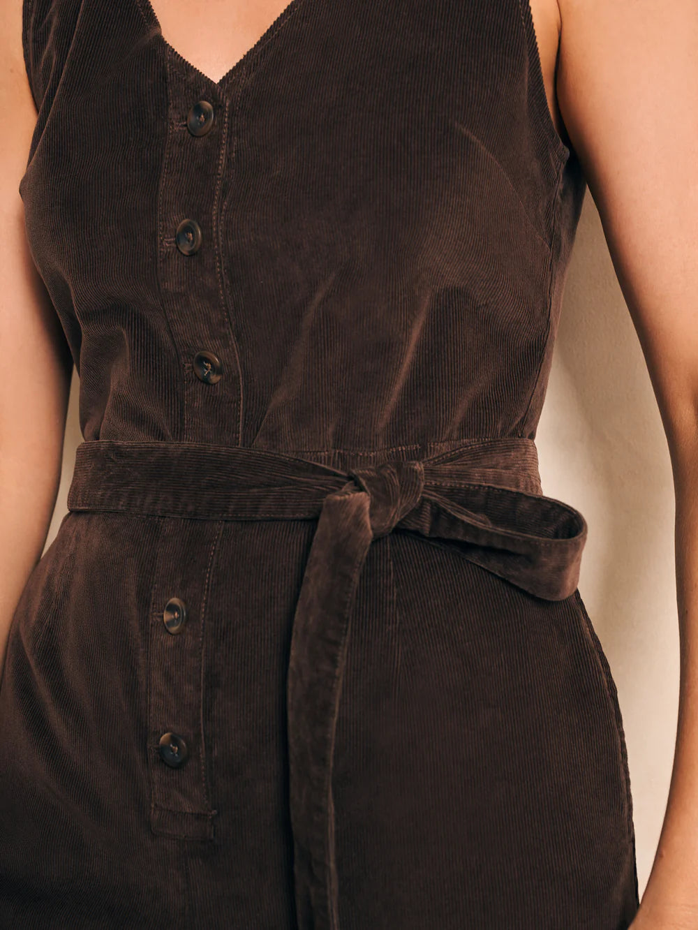Faherty Stretch Cord Alina Jumpsuit - Chocolate Brown