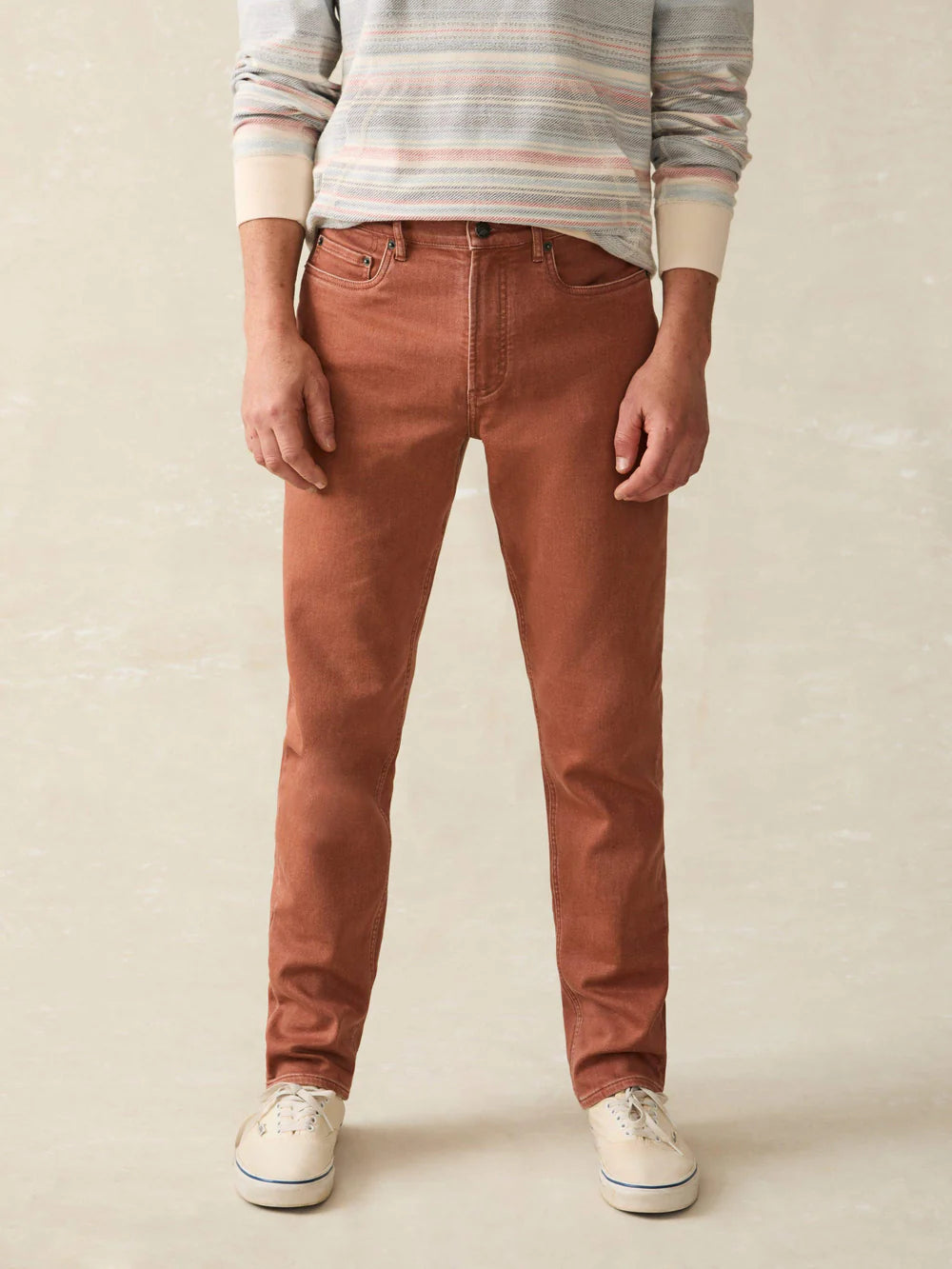 Faherty's Stretch Terry 5-Pocket Men's Pant in the color Russet