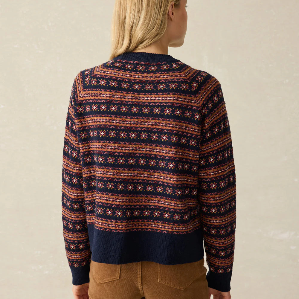 
                      
                        Back view of the Highland Fairisle Cardigan by the brand Faherty
                      
                    
