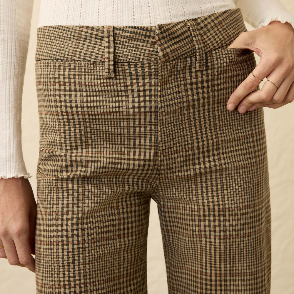 Brown plaid women's pants