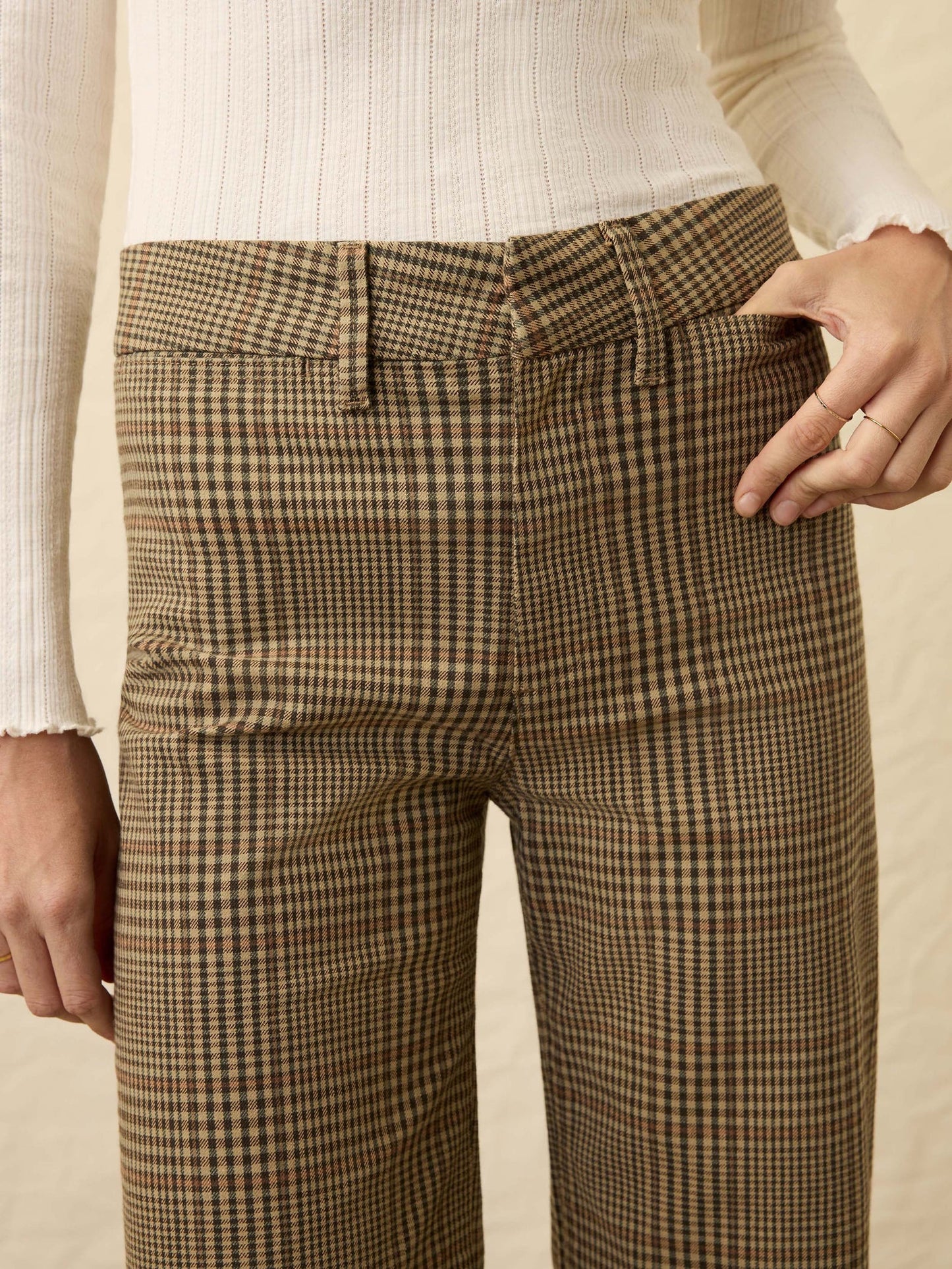 Brown plaid women's pants