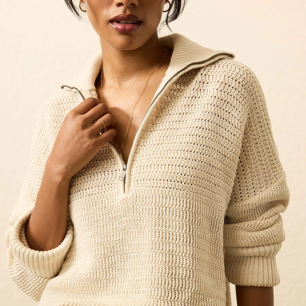 Cozy up in style this fall with the Miramar Linen Quarter Zip from Faherty, now available at Harbour Thread boutique in Burlington, VT. 