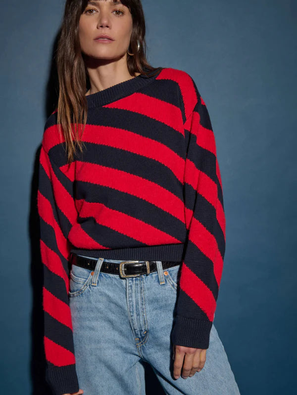 The Fabienne Stripe Sweater from Nation LTD offers chic diagonal stripes with a slightly relaxed fit. Shop this women's pullover at Harbour Thread. 