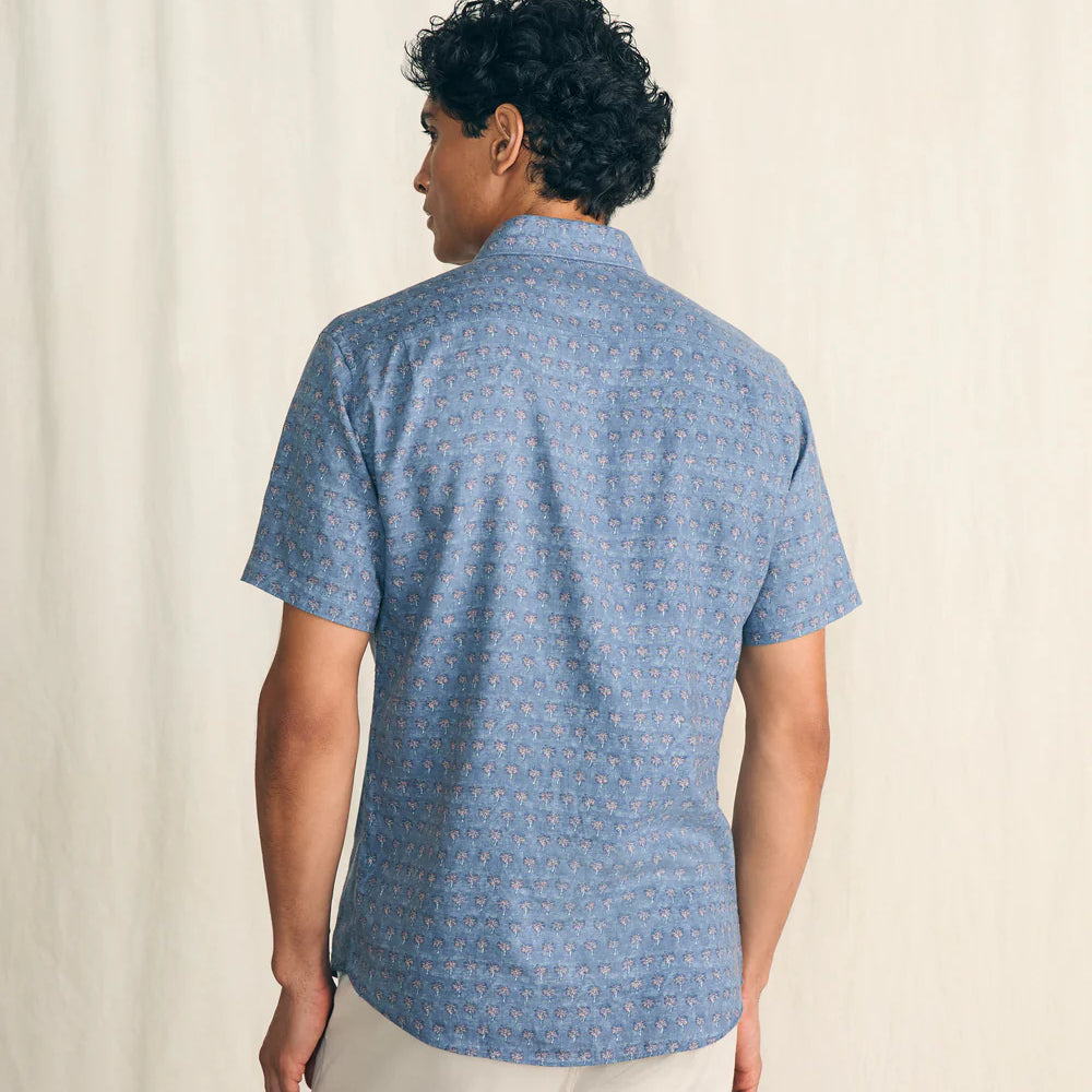 Back view of the Paradise Palm Short Sleeve Breeze Shirt by Faherty