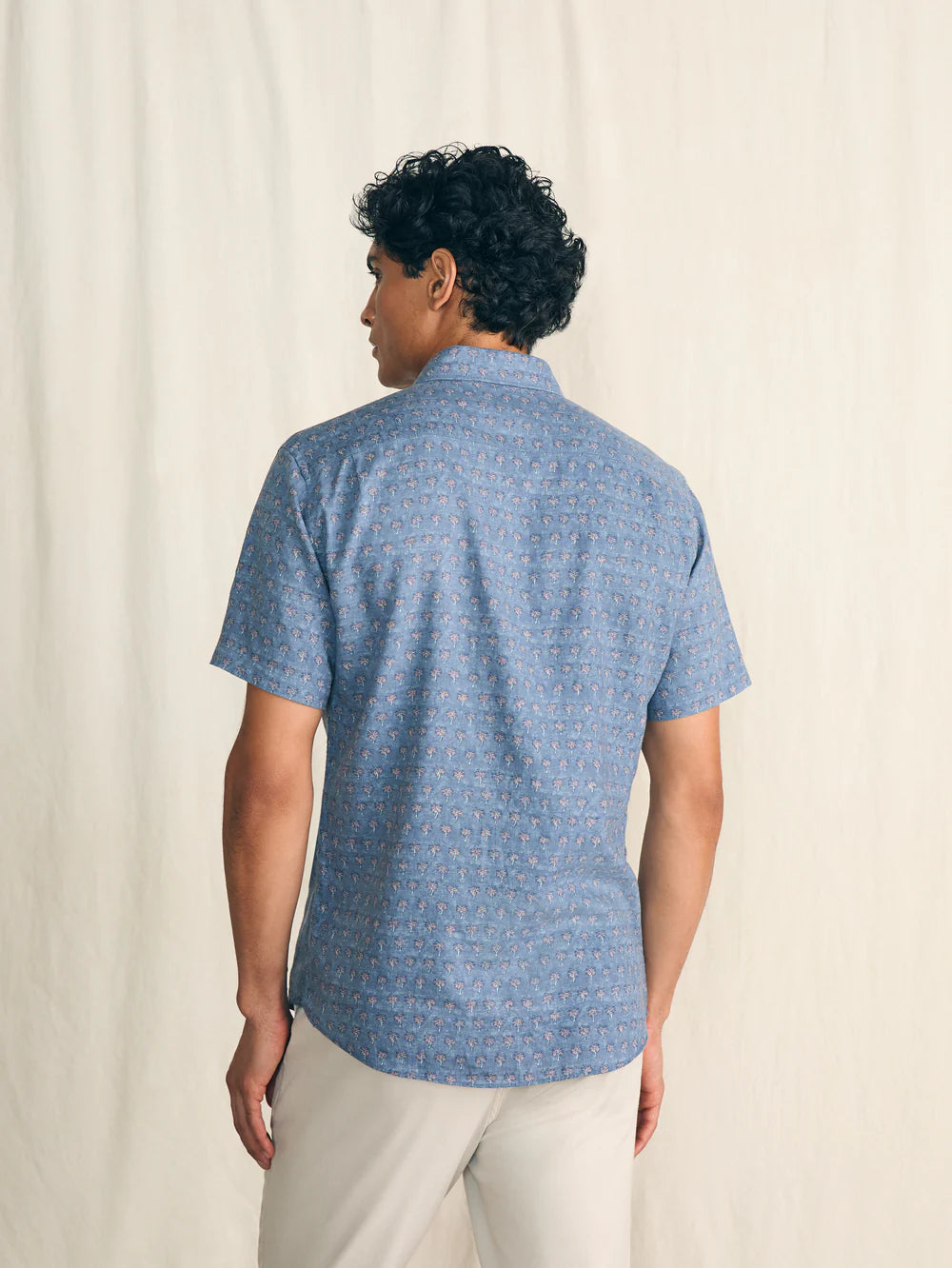 Back view of the Paradise Palm Short Sleeve Breeze Shirt by Faherty