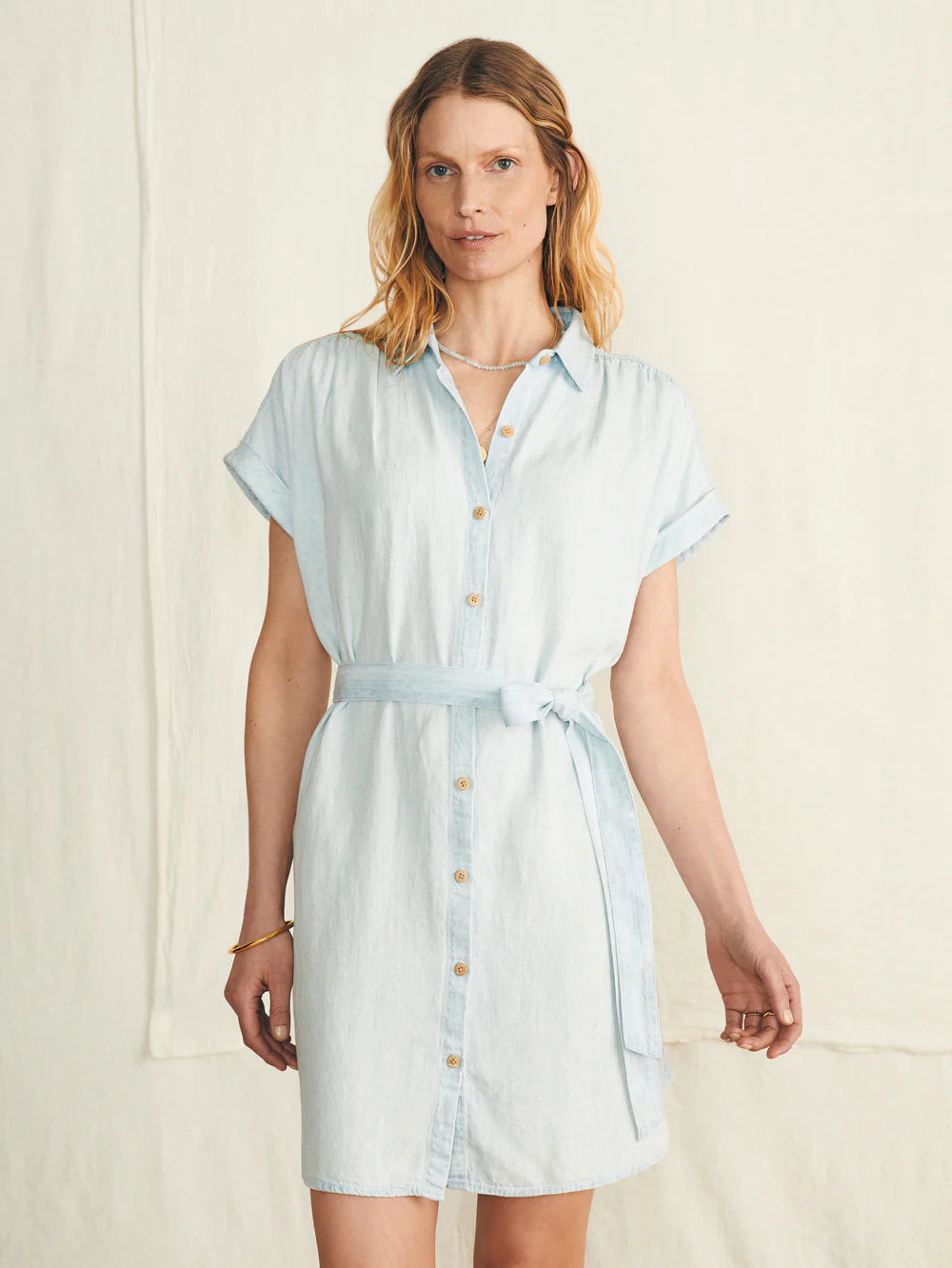 Faherty Tried & True Breeze Shirtdress - Icy Blue Wash