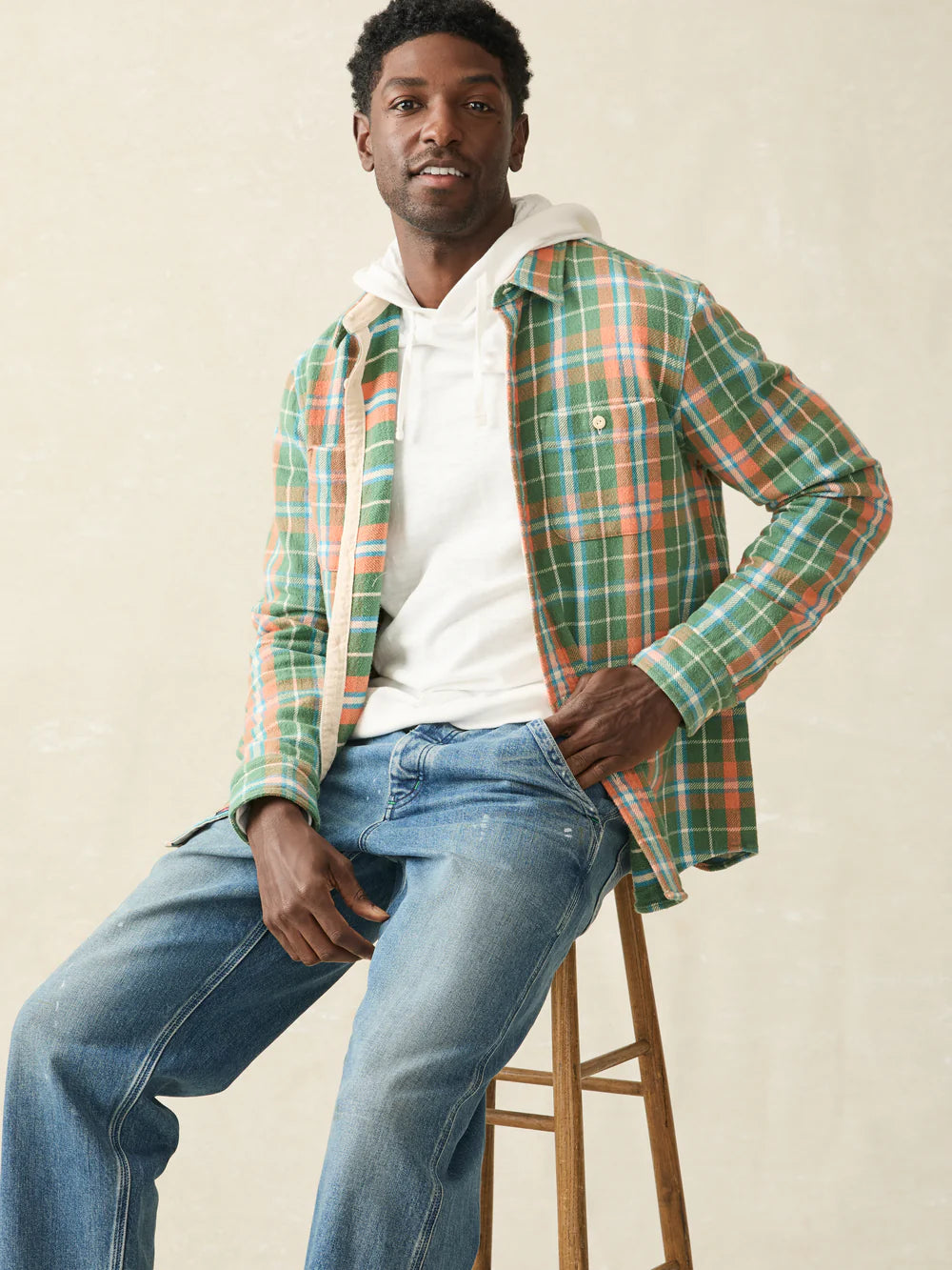 The Forest Hollow Plaid Surf Flannel Shirt by Faherty