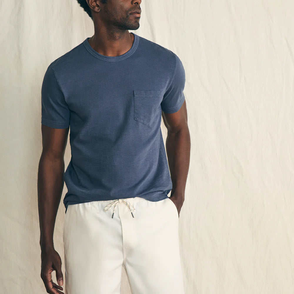 The Solar White Essential Drawstring Shorts by Faherty