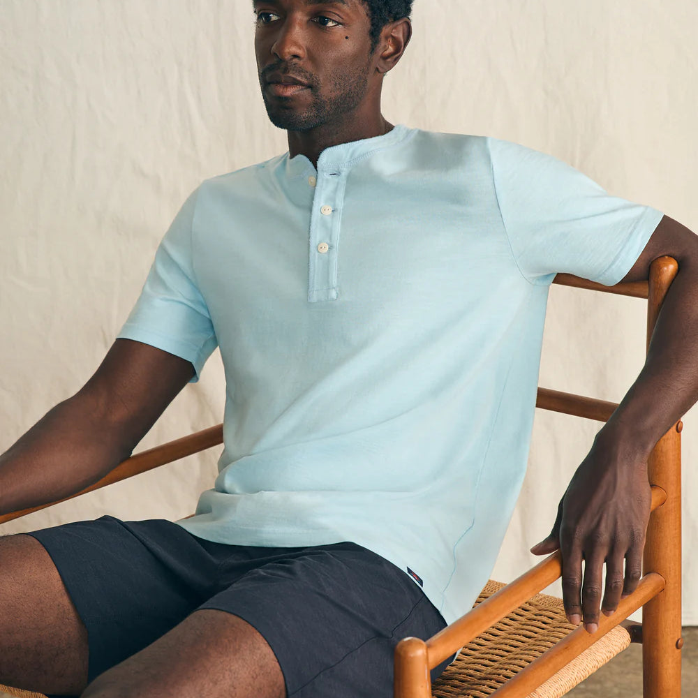 
                      
                        The Blue Oasis Short Sleeve Sunwashed Henley by Faherty
                      
                    