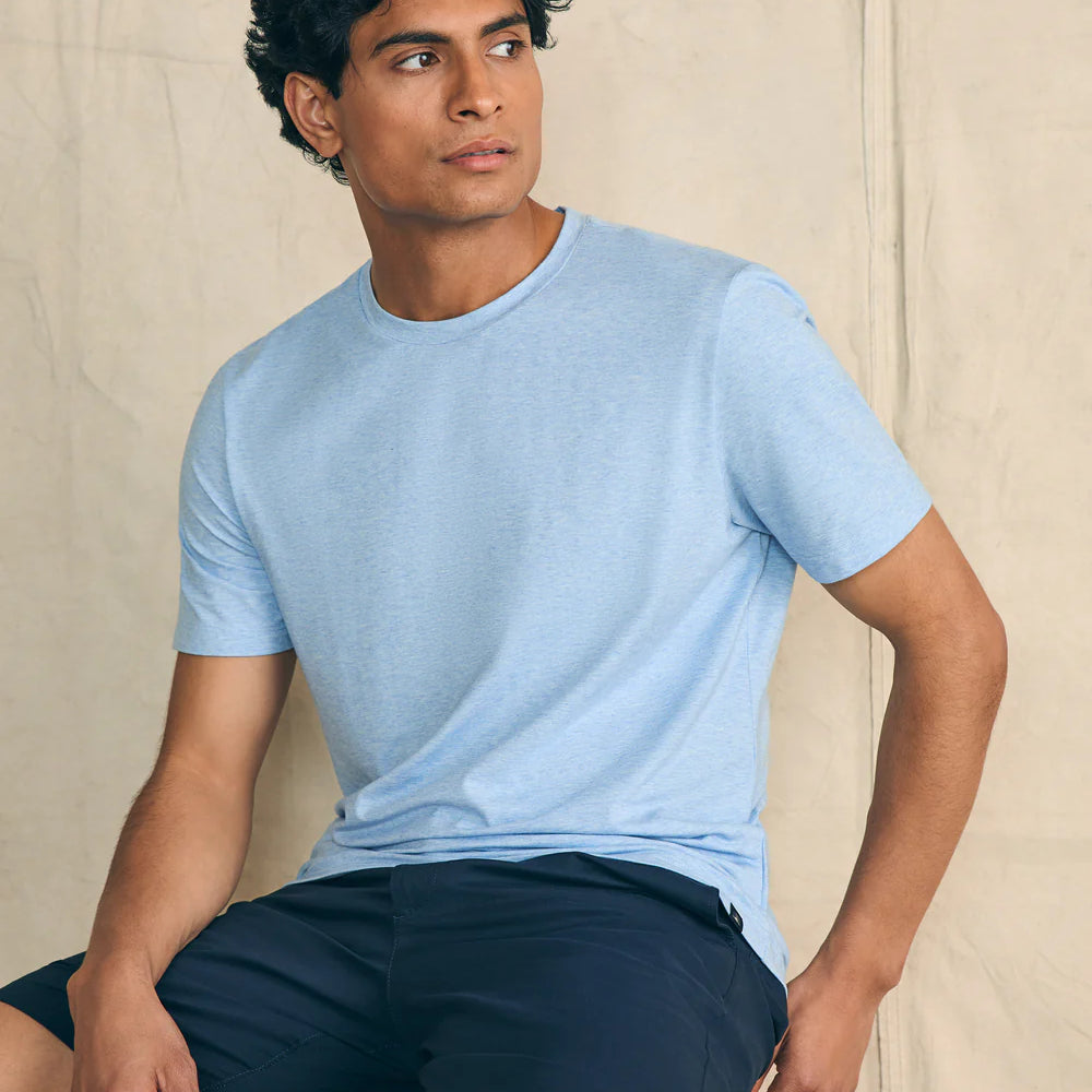 
                      
                        The Faherty Short Sleeve Movement T-Shirt is available at Harbour Thread in the color Cardiff Blue Heather
                      
                    