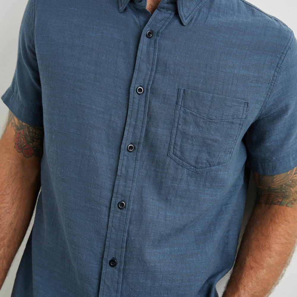 
                      
                        Front design detail on the Sea Blue Fairfax Short Sleeve Button Up Shirt by Rails
                      
                    