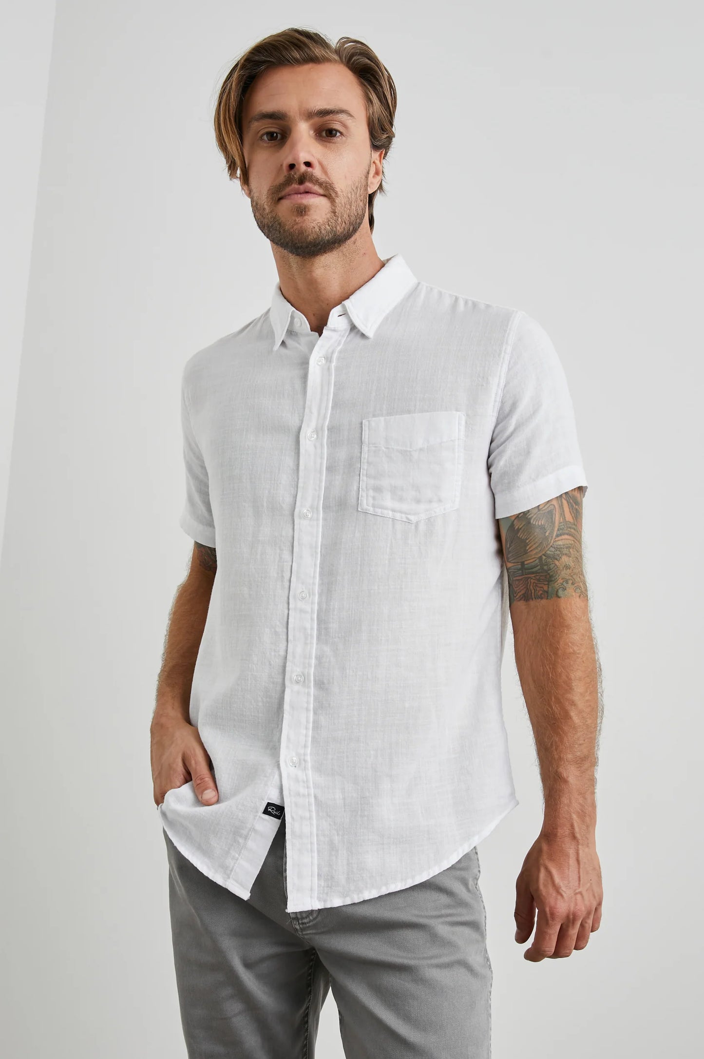 The White Fairfax Short Sleeve Button Up Shirt by Rails