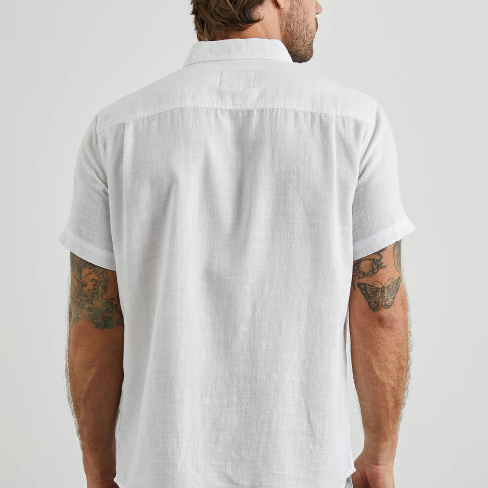 Back view of the White Fairfax Short Sleeve Button Up Shirt by Rails