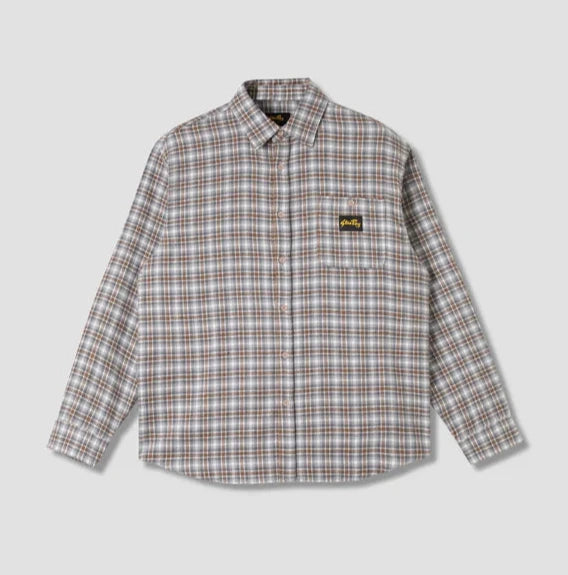 
                      
                        Front view of the Grey Plaid Long Sleeve Flannel Shirt by the brand Stan Ray. 
                      
                    