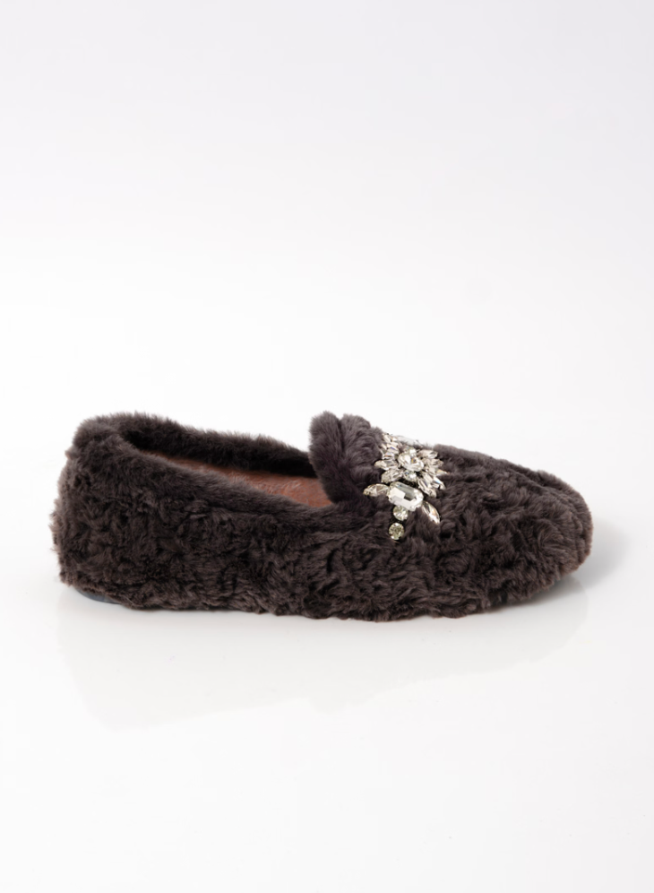 Side view of the London Fog Slumber Party Loafer Slipper by Free People