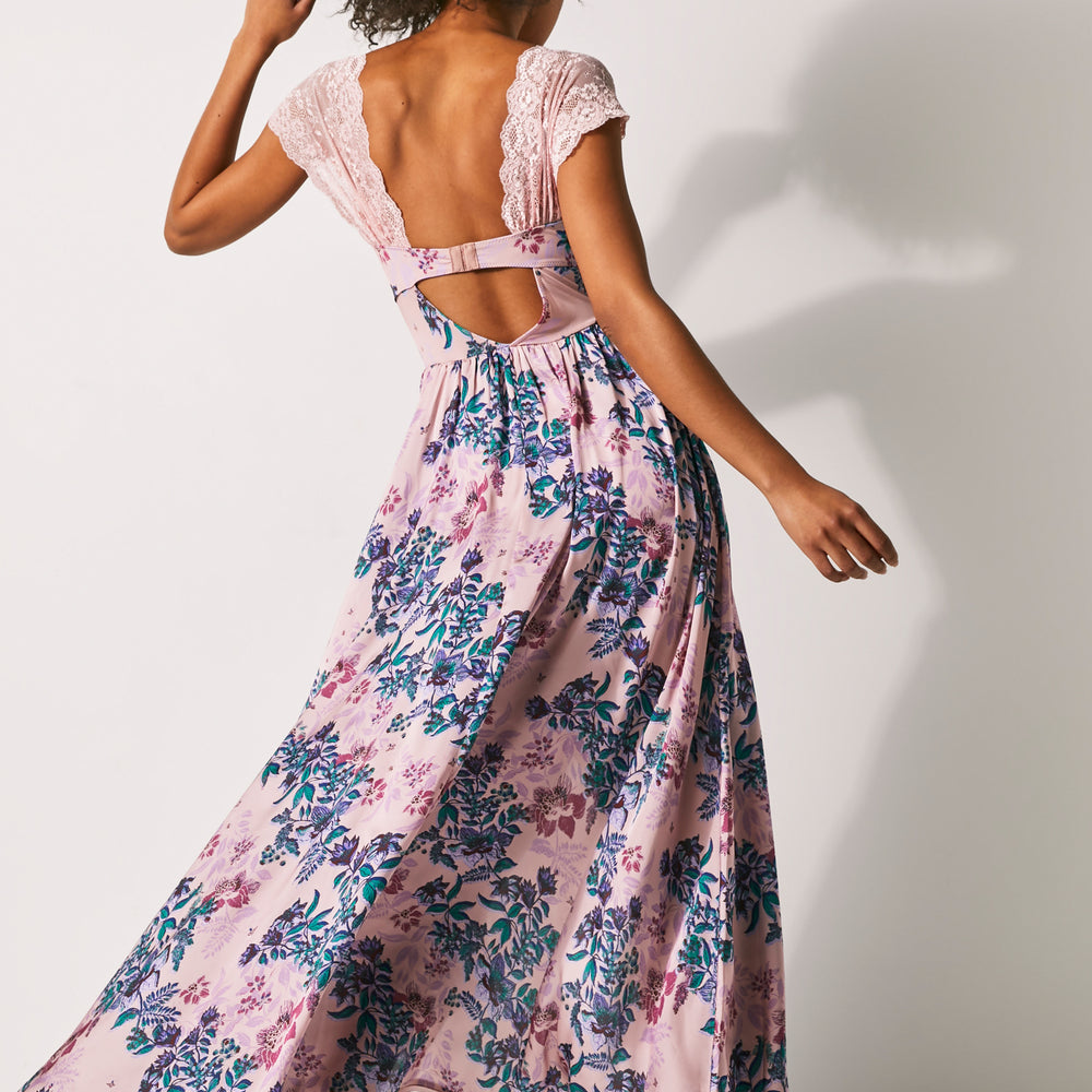 
                      
                        Back view of Free People's lace and floral print Maxi Bodysuit
                      
                    