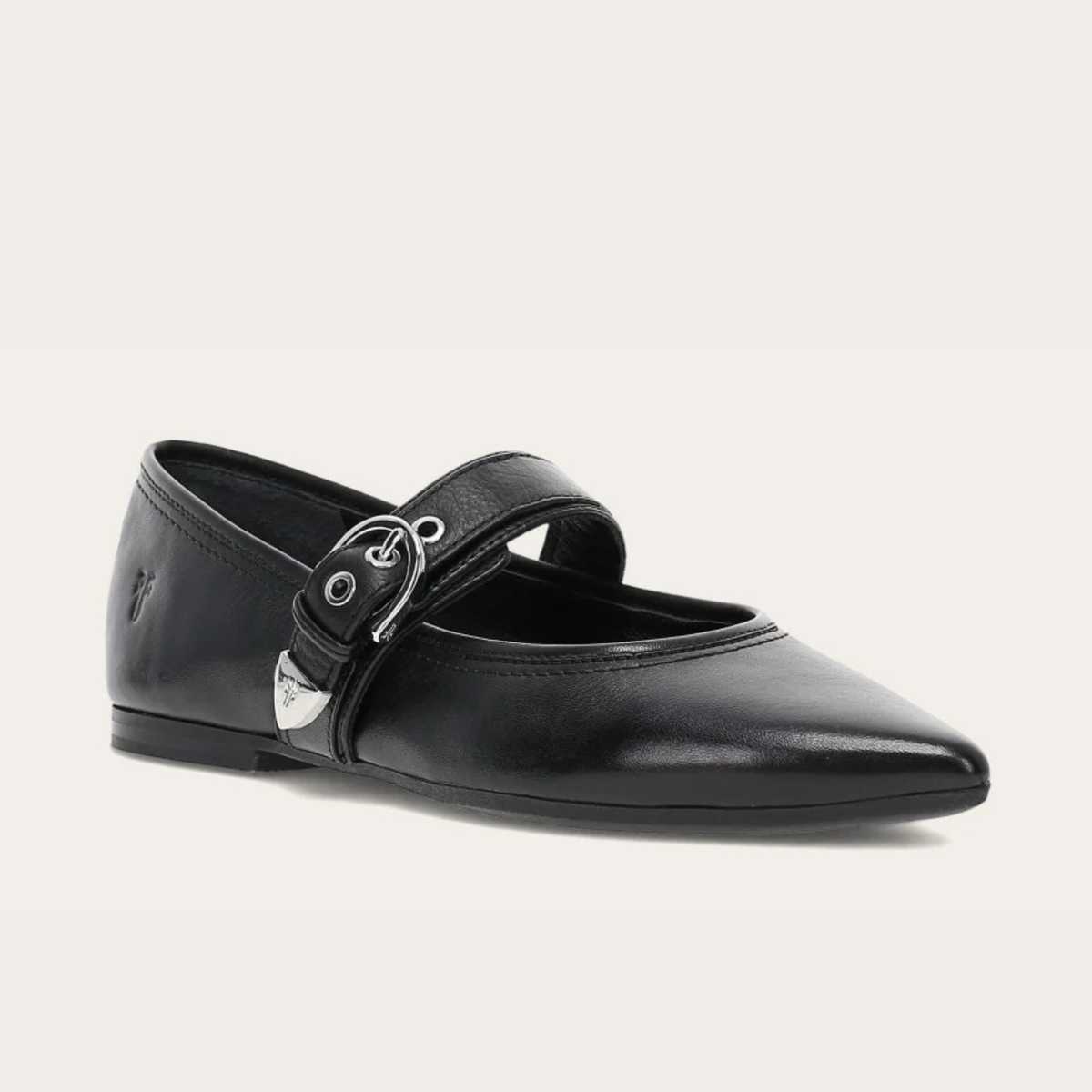 Frye Black Leather Heather Buckle Mary Jane