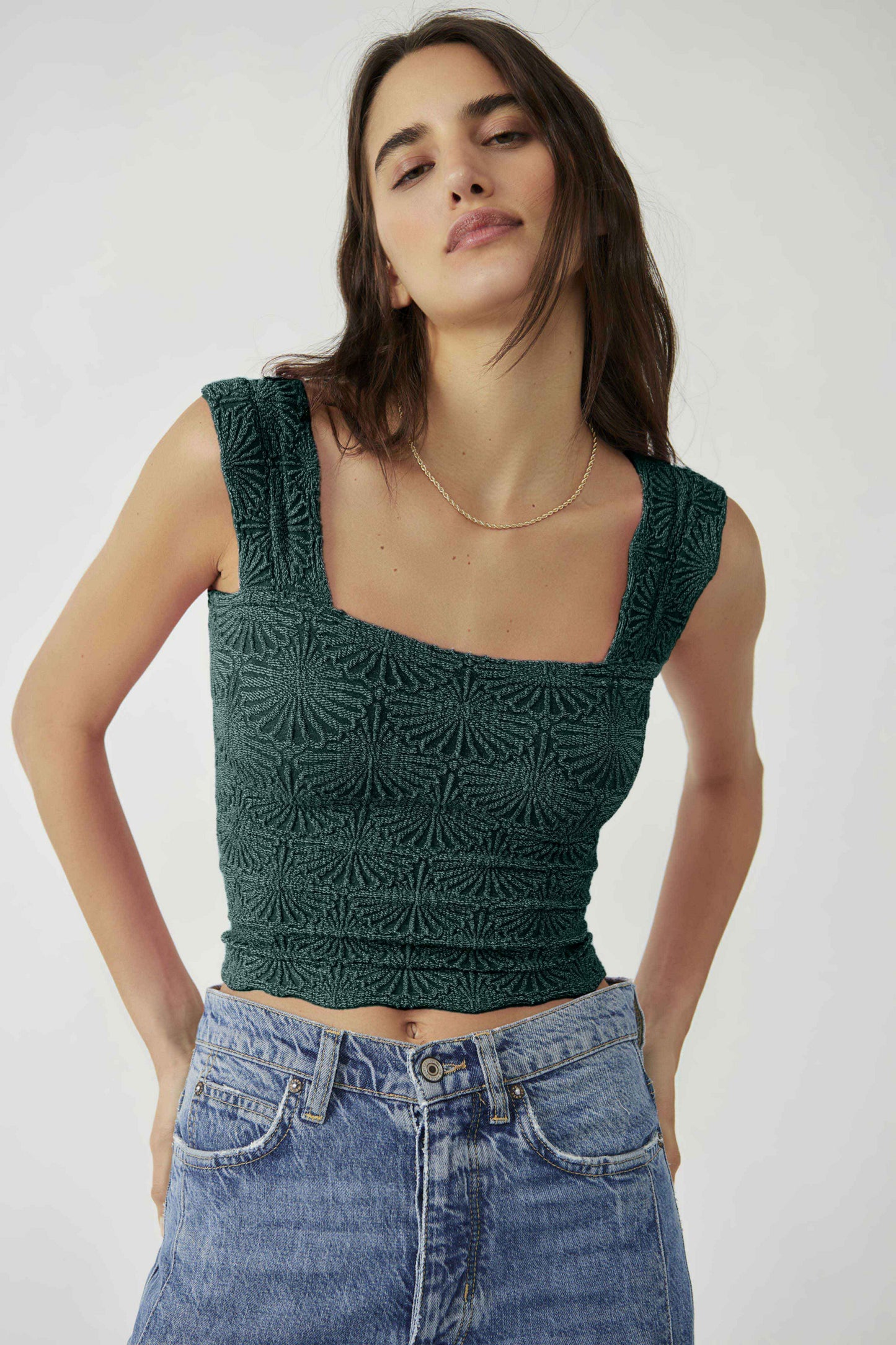 Free People Love Letter Cami - Evergreen