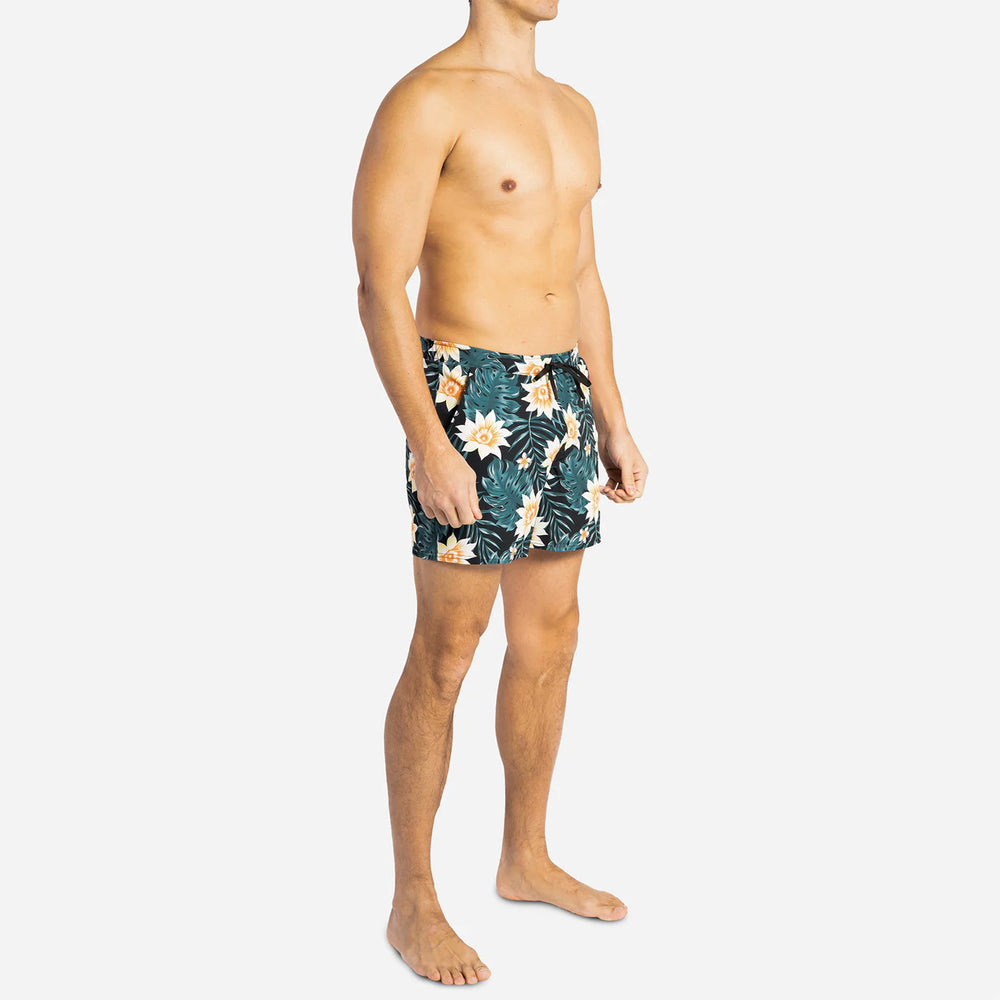 
                      
                        Man wearing BN3TH's Agua Volley 2N1 Swim Short 5" in the color Tropical Floral Black
                      
                    