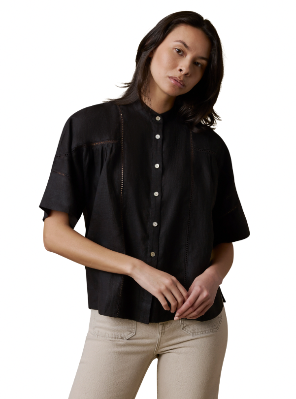 Faherty Luna Top in Black, available now at Harbour Thread boutique