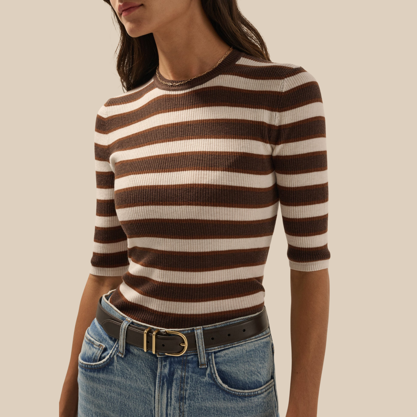 Favorite Daughter The Amelia Crewneck Top in Ganache Stripe