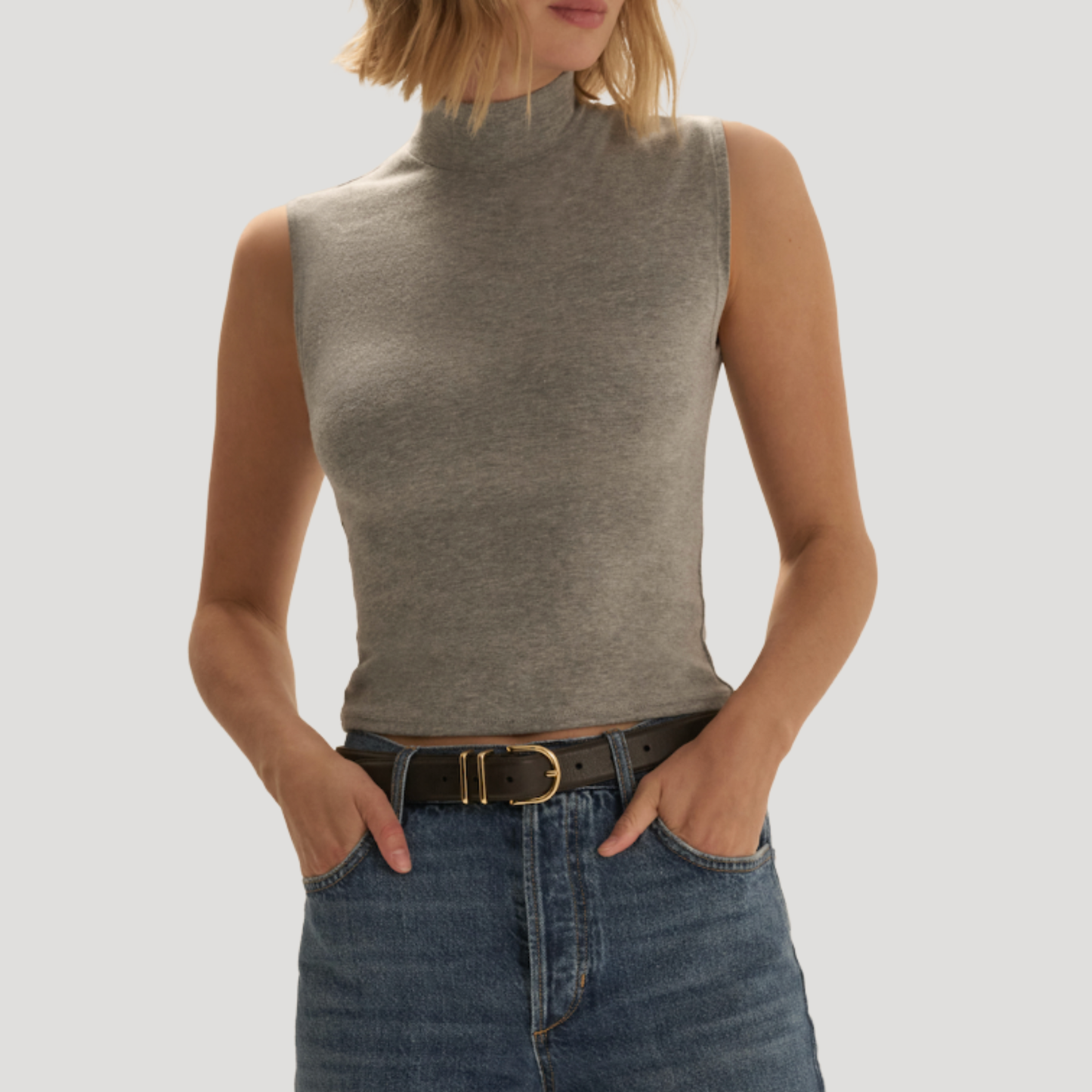 Favorite Daughter The Heritage Mockneck Top in Heather Grey