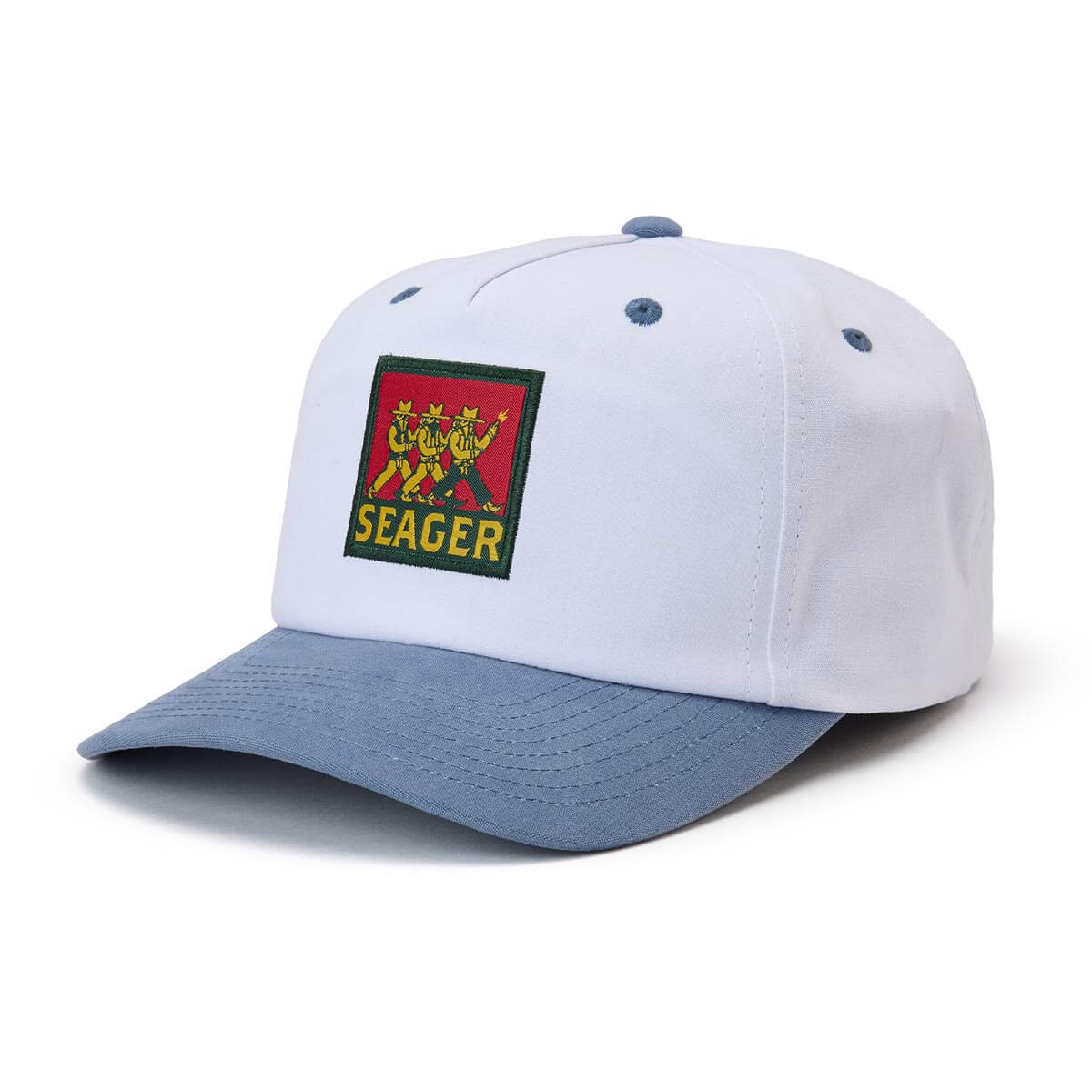 Seager Finger Guns Snapback in White/Teal, available at Harbour Thread