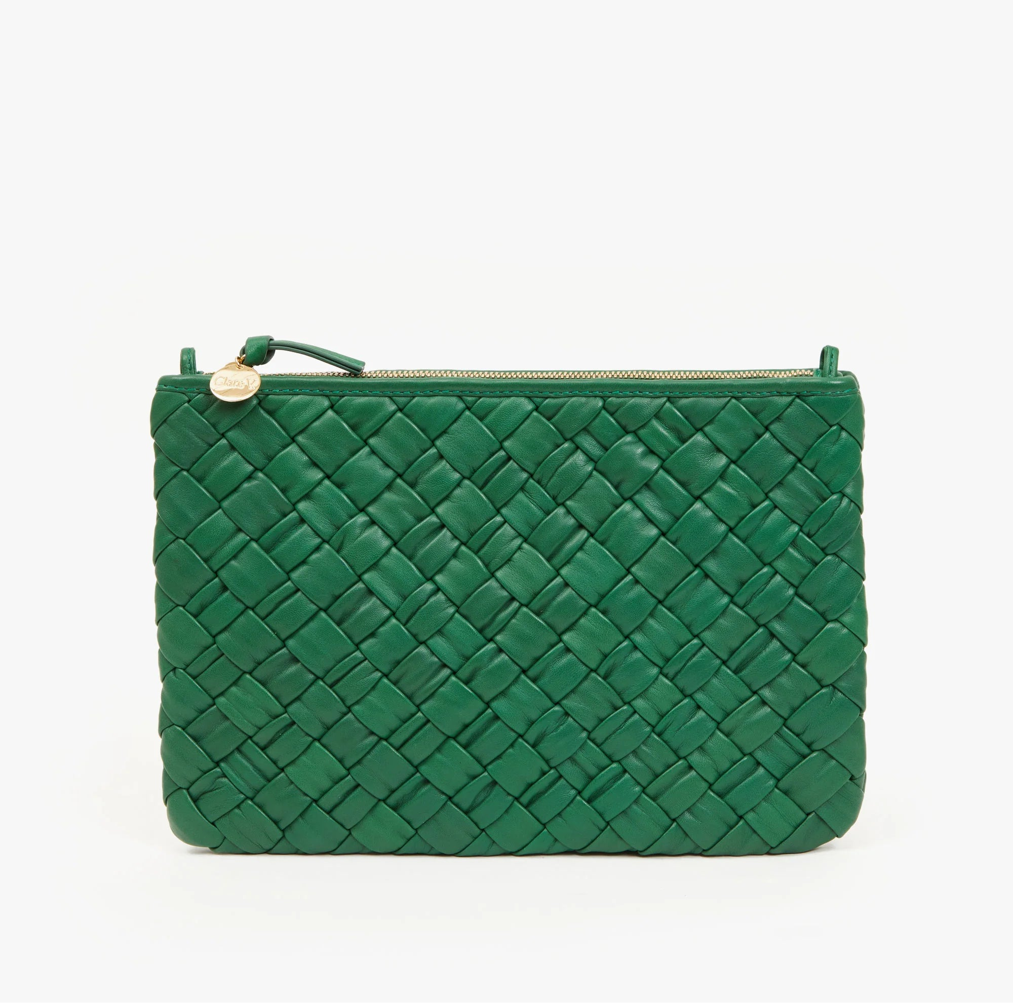 Clare V. - Flat Clutch w/tabs in Sea Green & Cream Mini