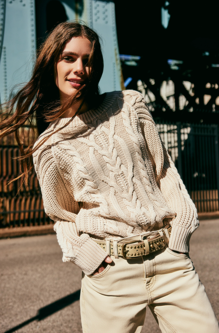 Shop Free People sweaters at Harbour Thread boutique in Burlington, VT! New arrivals include the Frankie Cable Sweater