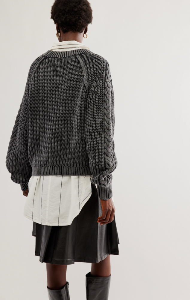 
                      
                        Back view of the Black Frankie Cable Sweater by Free People
                      
                    