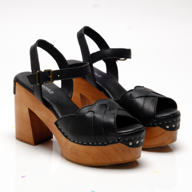 Free People Orion Clog Heeled Sandals in Black