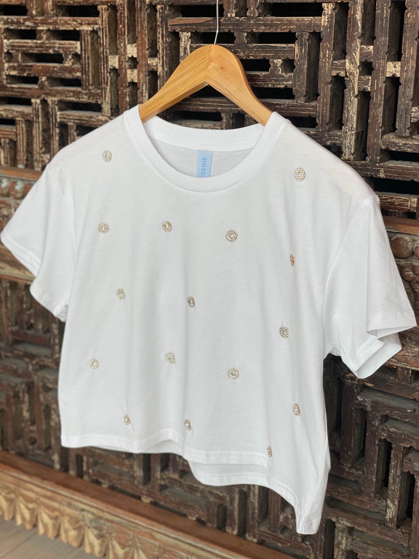 SEINE Embellished Crop - White