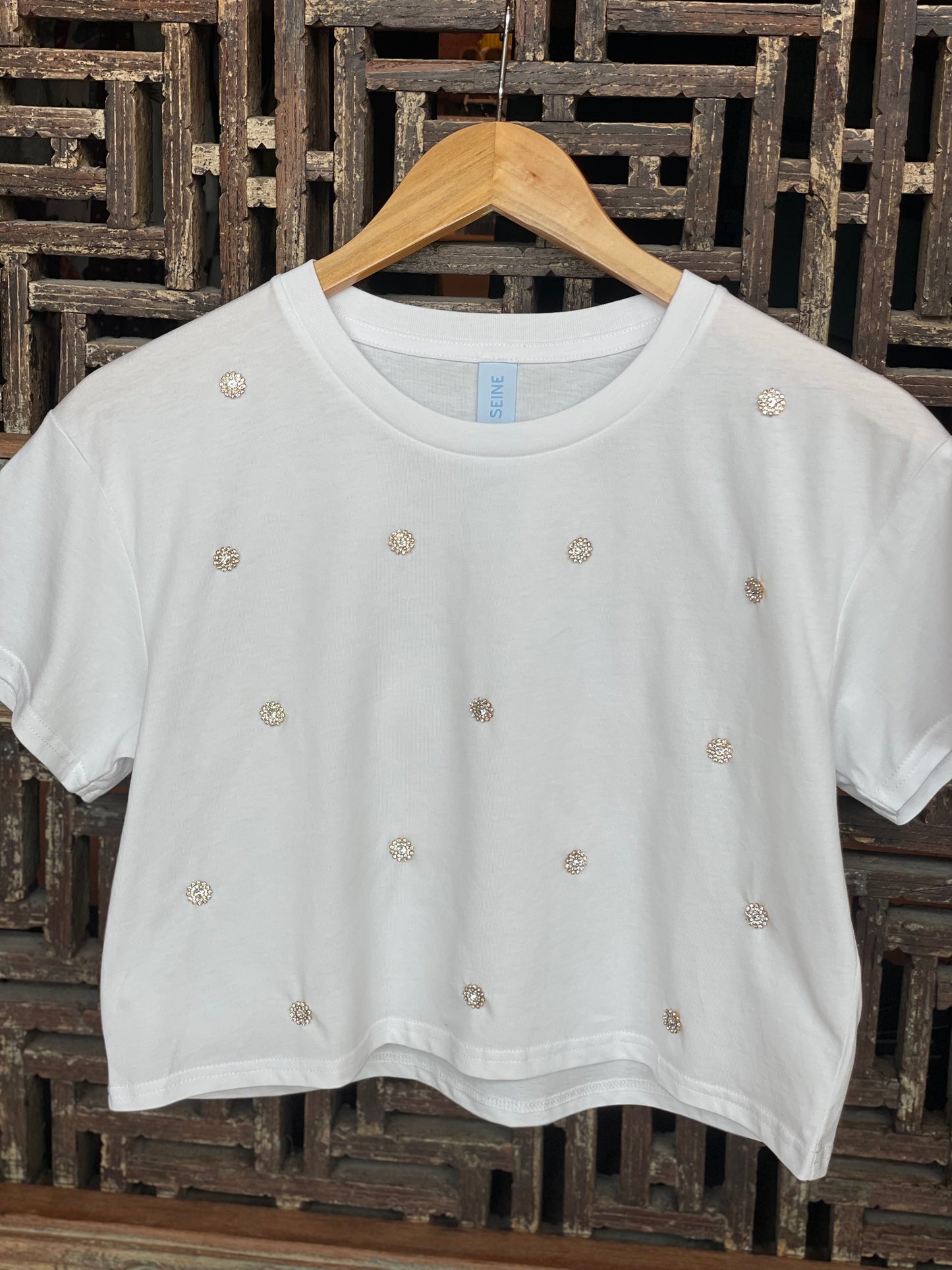 SEINE Embellished Crop - White