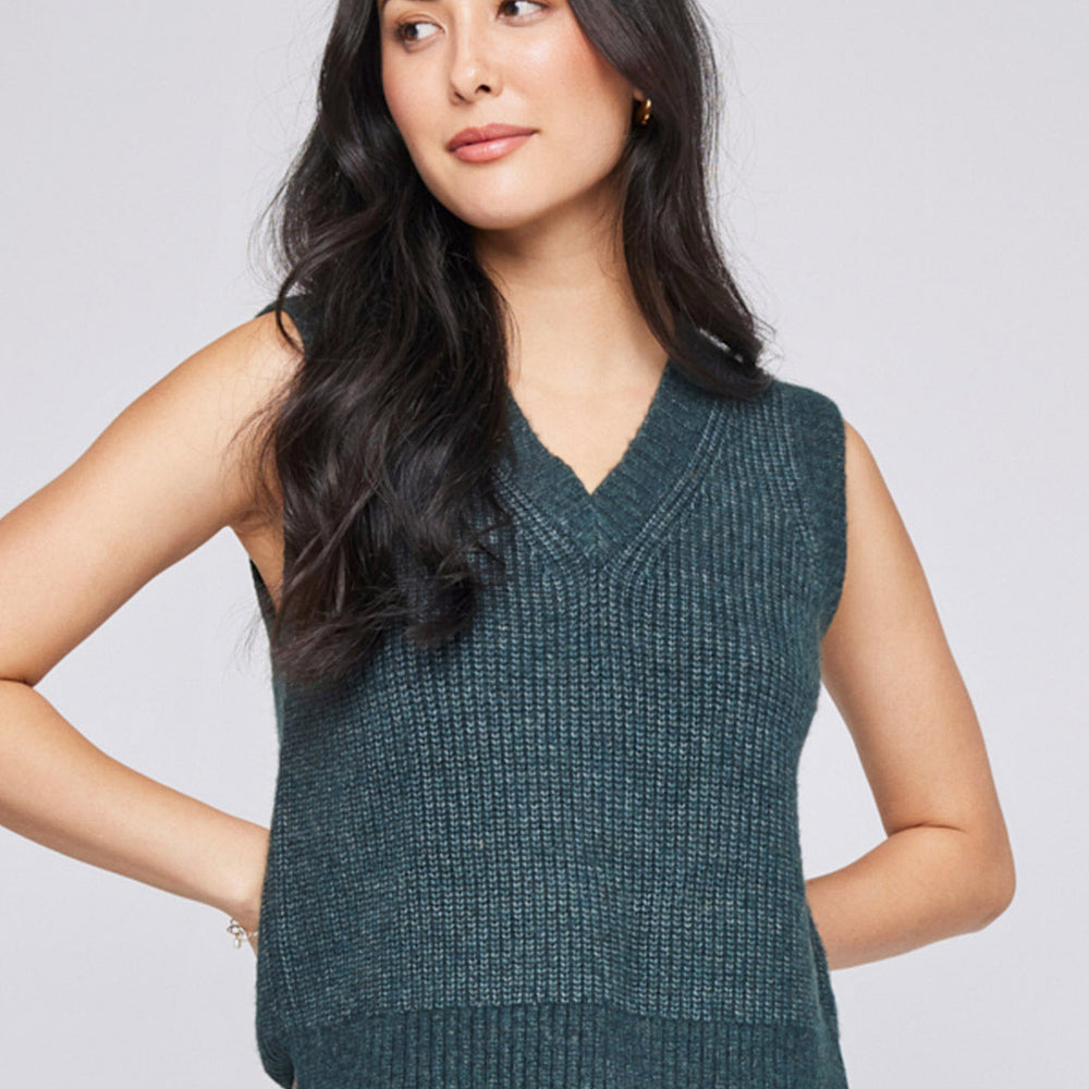 Gentle Fawn's Peyton Knit Vest offers a V-neckline and side slits