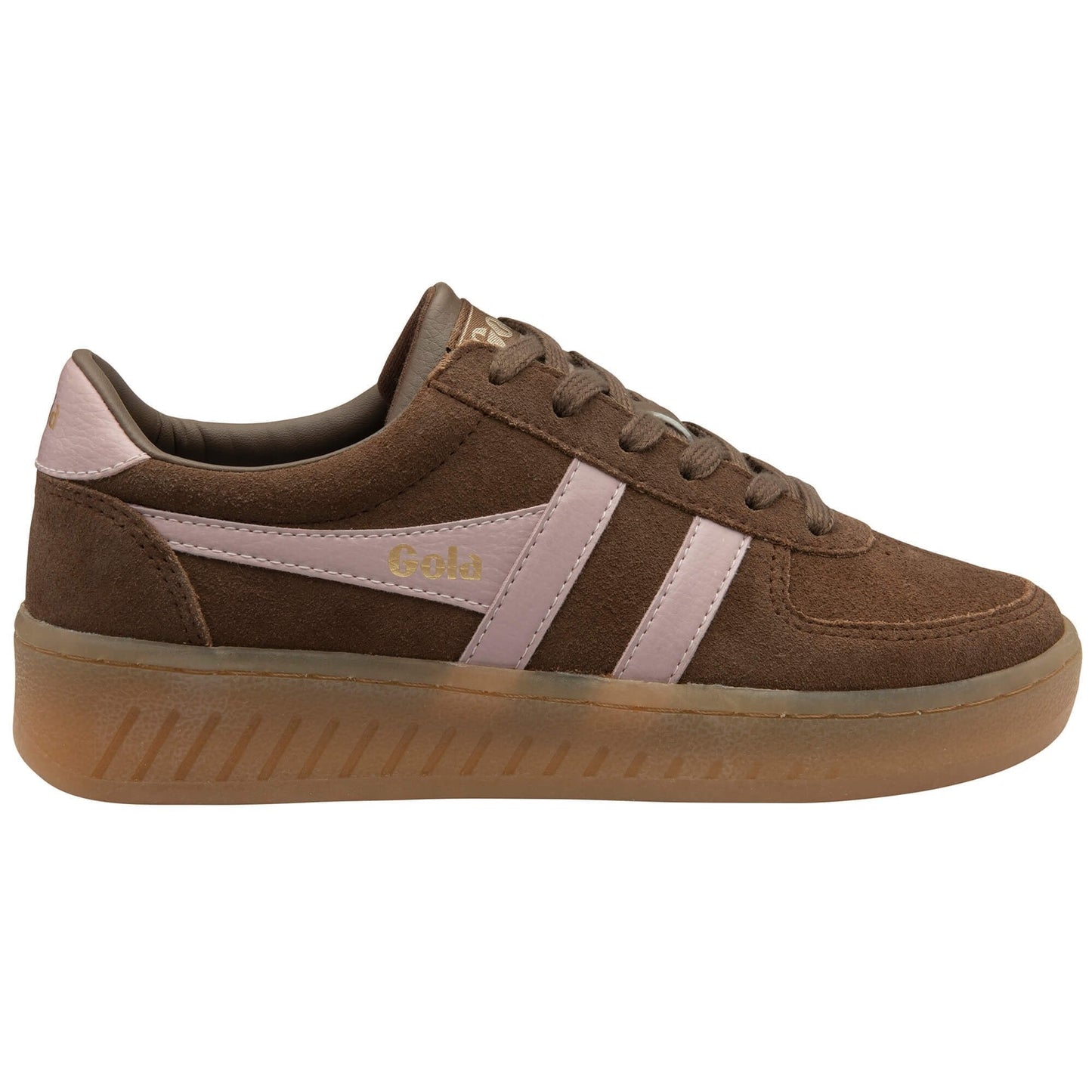 Gola Classics Women's Grandslam Suede Sneakers in Otter/Chalk Pink/Gum
