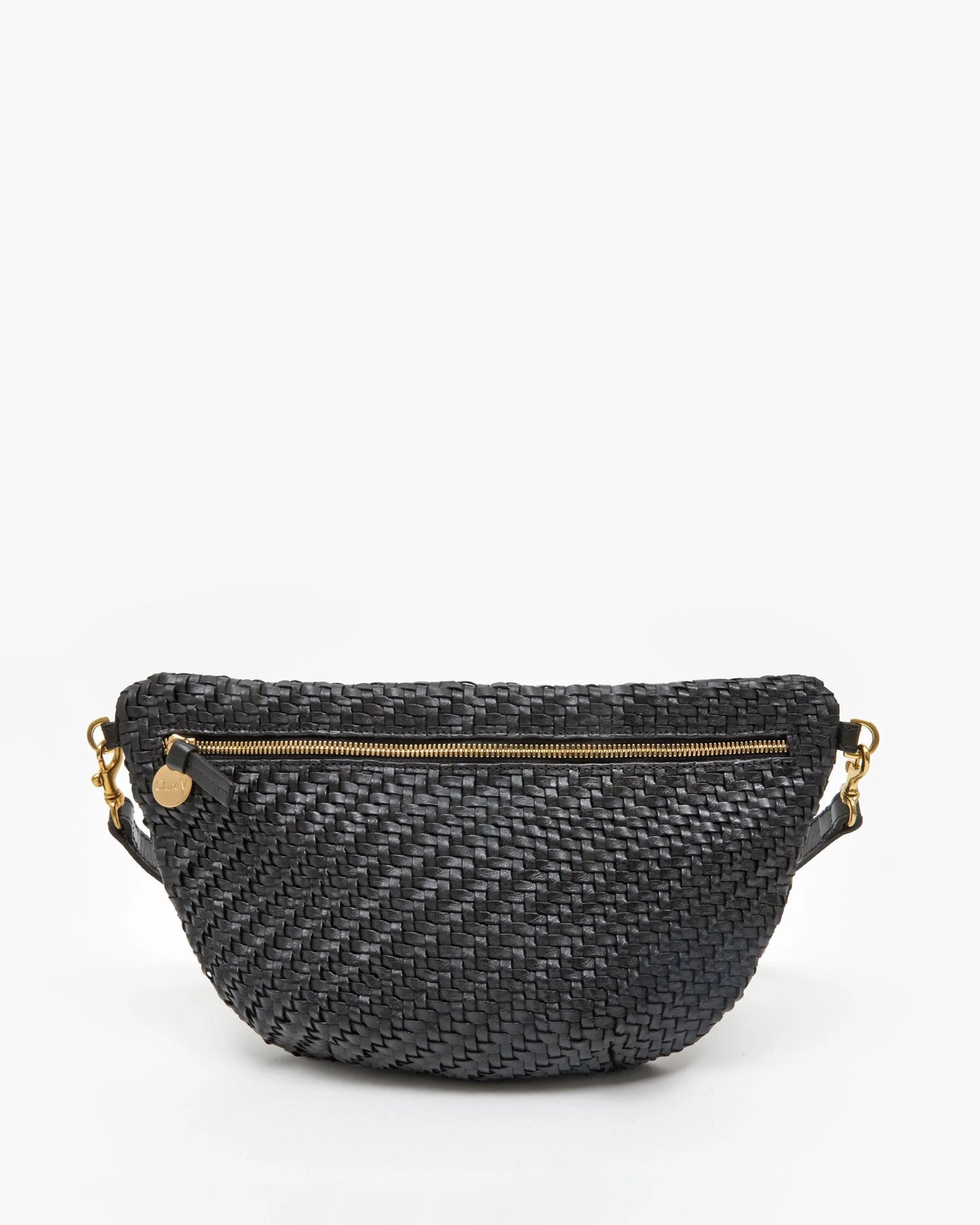 The Clare V. Grande Fanny in Black Woven Zig Zag