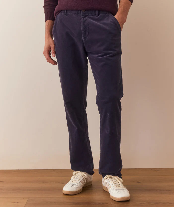Front view of the Saturday Moleskin Chino by Marine Layer in the color Navy