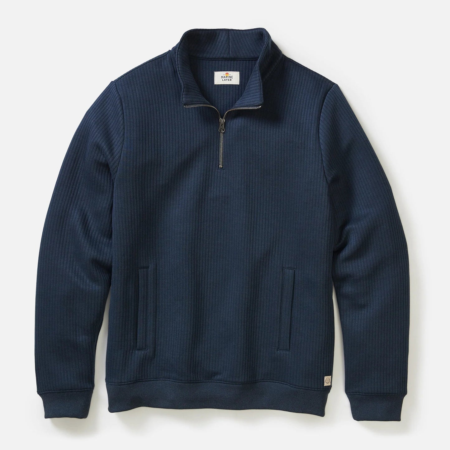 Marine Layer Men's Corbet Quilted Quarter Zip Pullover in Navy
